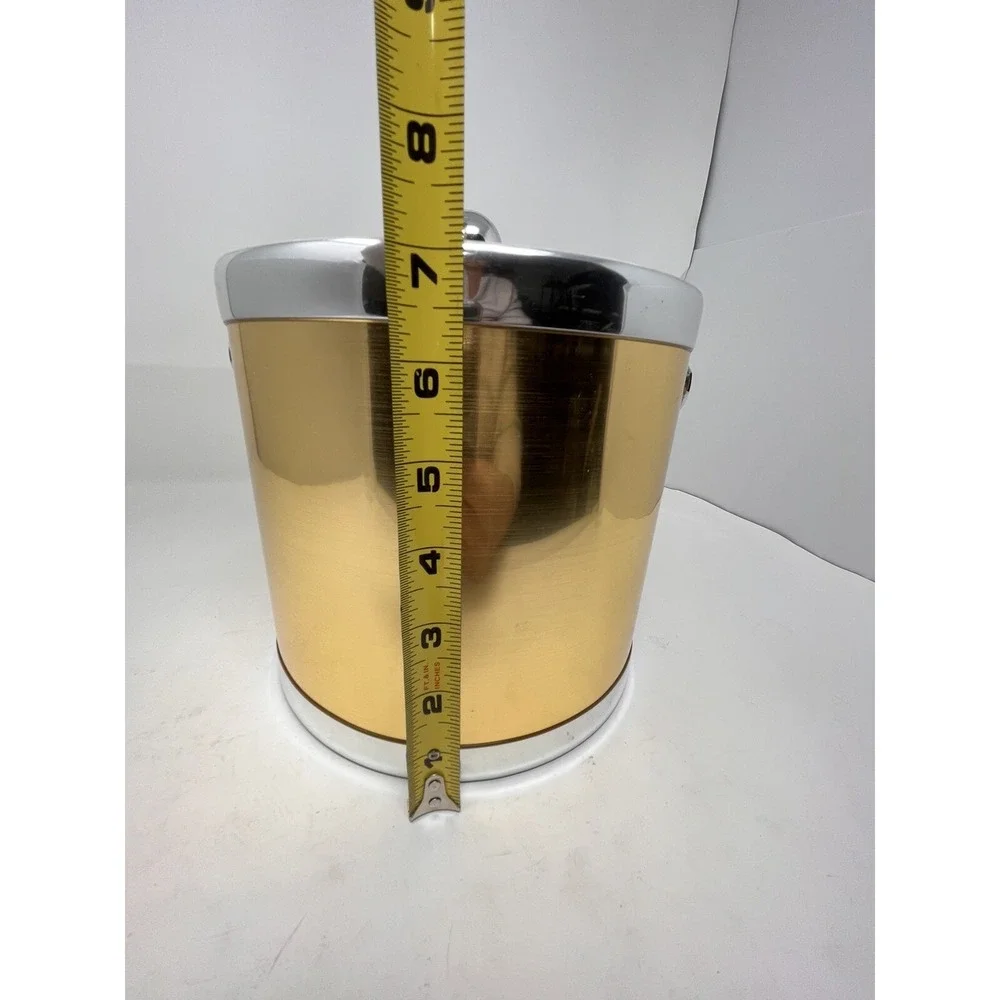 VTG Gold and Silver Ice Bucket Acrylic Lid‎ Made in Taiwan